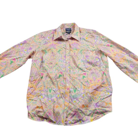 Chaps Tops - Chaps Shirt Womens 1X Paisley Button Up Paisley 3/4 Sleeve